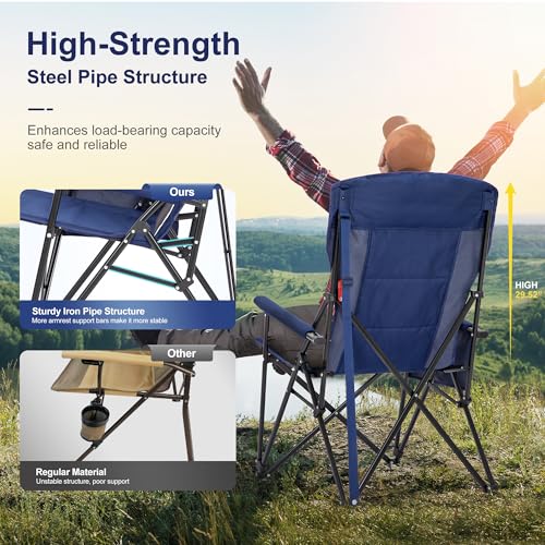 Oversized Camping Chairs High Back Lawn Chair 2 Pack (Navy / Twin Pack)