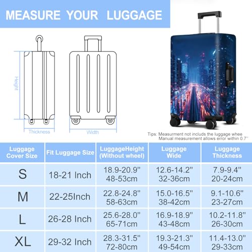 City Night Luggage Cover Washable Suitcase Protector Anti (City Night / L(28-30inch suitcase))