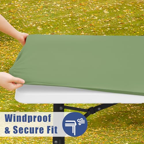 2 Pack Square Spandex Fitted Table Cloth (Sage Green / 42" x 42" (Square))
