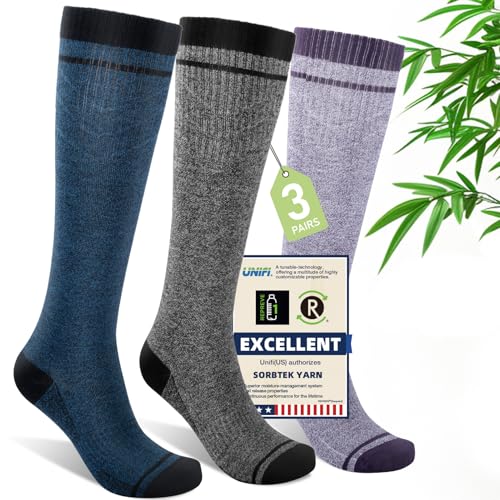 Compression Socks Women & Men (Large-X-Large / I11-3pairs (Purple&steel Blue&light Gray))