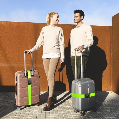 2 Pack Luggage Straps for Suitcases with TSA Lock (Apple Green)