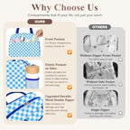 Lunch Box for Women Adult Men (A-Blue Grid / Medium - 10L)