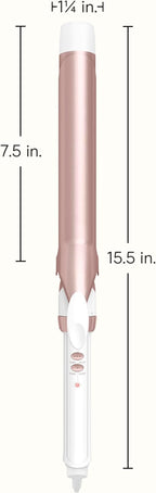 Conair Double Ceramic 1 ¼-Inch Long Barrel Curling Iron, 1¼-Inch Barrel Creates Loose Curls, Hair Curler for Use on Medium & Long Hair, White/Rose Gold