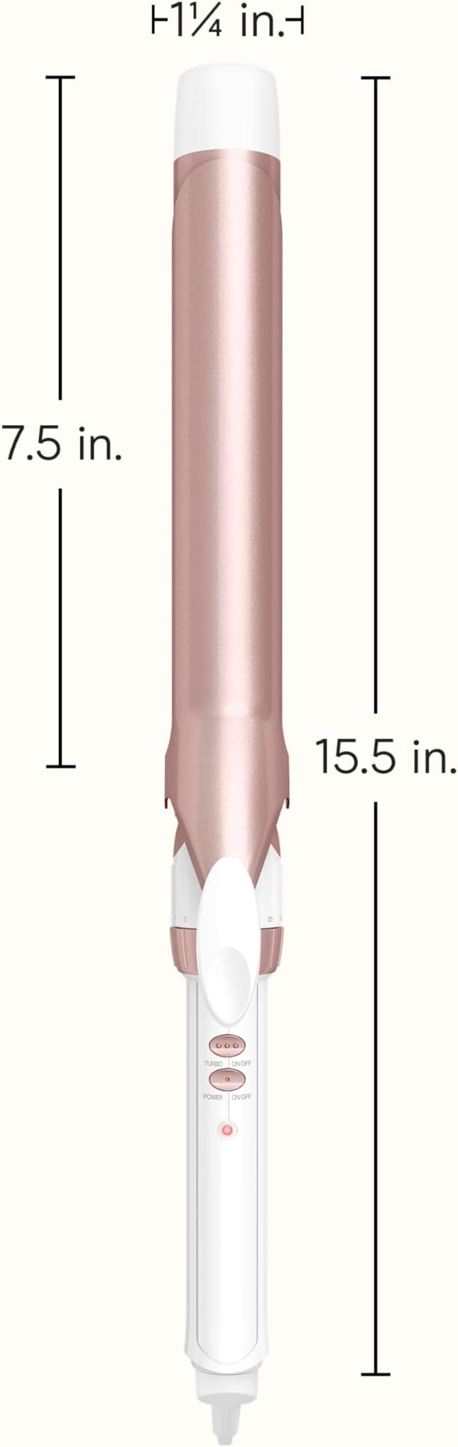 Conair Double Ceramic 1 ¼-Inch Long Barrel Curling Iron, 1¼-Inch Barrel Creates Loose Curls, Hair Curler for Use on Medium & Long Hair, White/Rose Gold