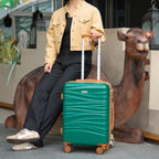 26'' Medium Checked Luggage with Double Spinner Wheels (Emerald Green)
