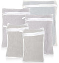 5 Piece Organic Cotton Laundry Bags with Zipper and Hanging Loop (White)