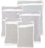 5 Piece Organic Cotton Laundry Bags with Zipper and Hanging Loop (White)