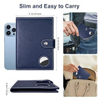 Genuine Leather Slim Passport Holder with RFID &Tracker Slot (Blue)