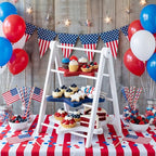 3 Tier Patriotic Star Serving Tray Red White Blue Wooden 4th of July Dessert Platters Independence Day 12" (Independence Day)