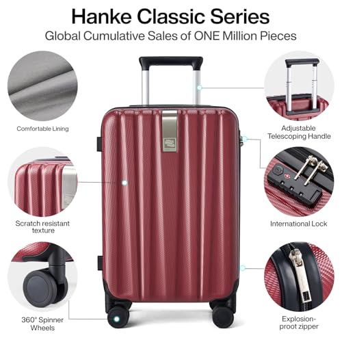 Luggage Sets 2 piece Carry On Luggage with Wheels PC Hard Shell Suitcases Lightweight Checked Travel Luggage Large Travel Suitcase Woman Men 20 (2 Pc Set (20/29) / Burgundy)