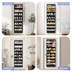 1 Pack 8 Shelves Over The Door Shoe Organizer (BLACK / 25+ Pairs)