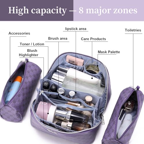 Travel Makeup Bag Cosmetic Bags for Women (A-9-Purple)