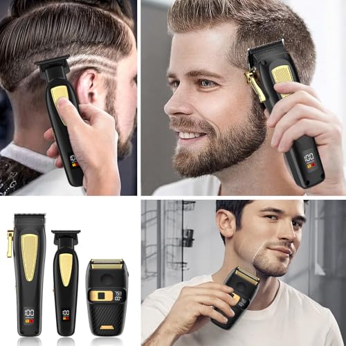 Hair Clippers for Men Cordless Hair Trimmer Electric Shavers for Men Set (Black-1)