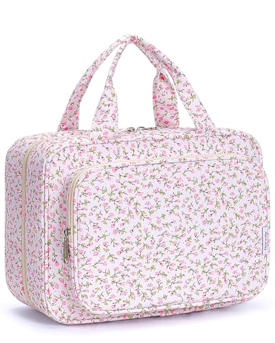 Travel Toiletry Bag for Women (Y-Pink Flower / Large)