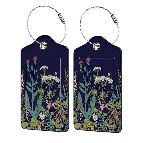 2 Pack Luggage Tags for Suitcases (Herbs and Wild Flowers)