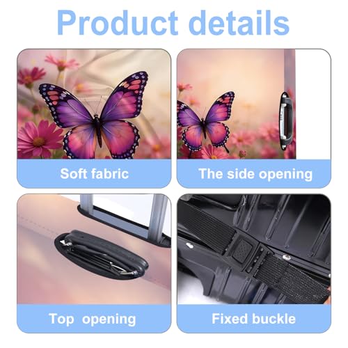 Pink Butterfly Luggage Cover Washable Suitcase Protector Anti (Pink butterfly / XL(32-34inch suitcase))