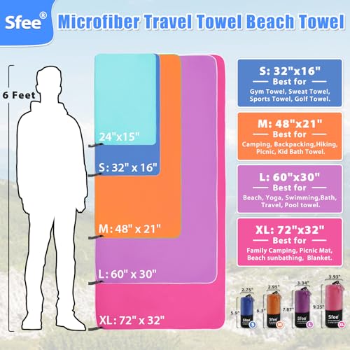 2 Pack Microfiber Travel Towel (S 32" x 16"+ 32" x 16" / Hot Pink)