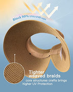 Womens Sun Hat with Ponytail Hole Wide Brim Beach Straw Visor Khaki (Medium / Khaki)