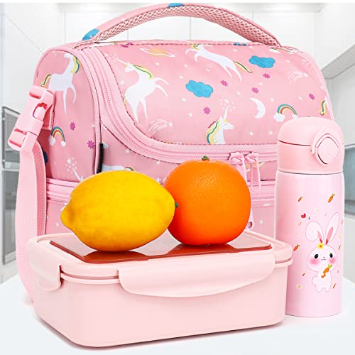 Kids Double Decker Cooler Insulated Lunch Bag Large Tote for Boys (Unicorn)