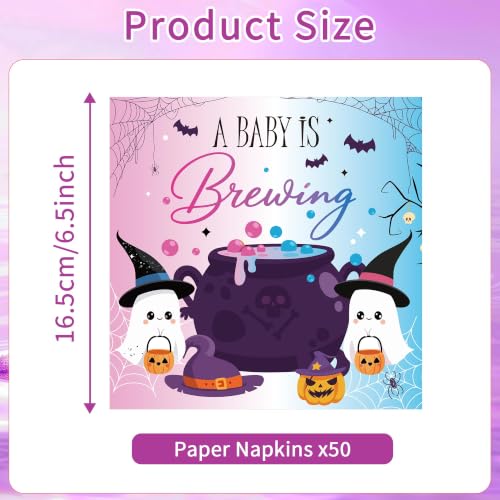 50 Pcs A Baby Is Brewing Gender Reveal Napkins (Ghost)