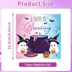 50 Pcs A Baby Is Brewing Gender Reveal Napkins (Ghost)