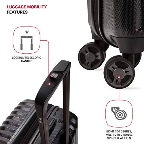 7272 Energie Expandable Hardside Luggage With Spinner Wheels and TSA Lock (Checked-Medium 24-Inch / Black)