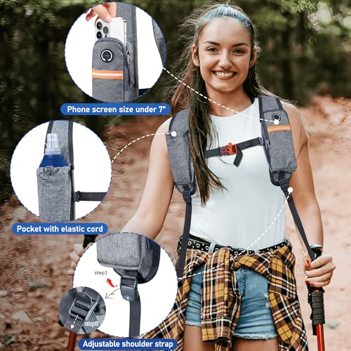 15L Hiking Backpack for Men Women Lightweight Foldable Small Daypack for Travel Camping Outdoor (Grey and Black / 15l)