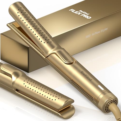 Hair Straightener and Curler 2 in 1 by BeKind Flex (Golden / 1 inch)