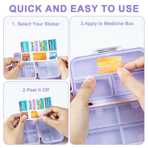 Travel Pill Organizer Box with Medicine Labels Purple (L / Purple)