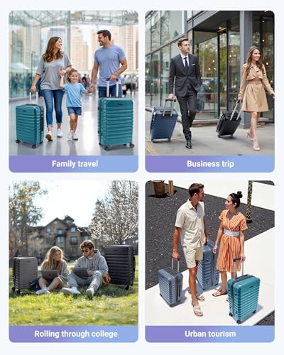 Luggage Sets 3 Pcs Suitcase with Wheels (Teal Blue / 3-Piece Set-20 Inch/24 Inch/28 Inch)