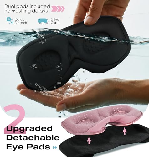 Bluetooth Sleep Headphones with 3D Eye Mask for Zero Pressure (Gloss Pink)