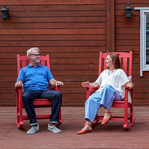 Outdoor Rocking Chairs Set of 2 (Red / 2 pack)
