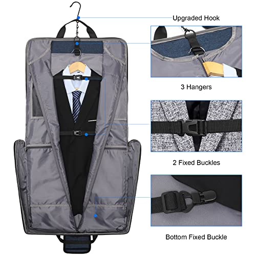 Carry On Garment Bag for Hanging Suits with Shoulder Strap (Blue)
