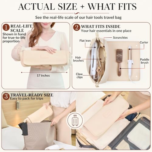 Hair Tools Travel Bag and Heat Resistant Mat 17" (Ivory)