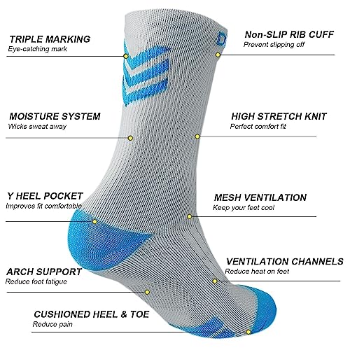 Compression Crew Socks for Men 15 (Small-Medium / Grey-blue(4 Pairs))