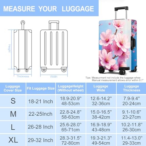Peach Blossom Luggage Cover Washable Suitcase Protector Anti (Peach blossom / M(fits 24-26Inch suitcase))
