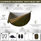 Camping Hammock with Mosquito Net (Green&khaki / X-Large)