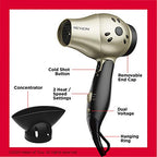 1875W Compact Folding Handle Hair Dryer (Gold/Black / 1 Count (Pack of 1))