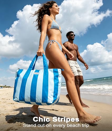 Beach Bags Waterproof Sandproof (Pink + Beige)