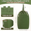 Canvas Laundry Bags with Handles & Square Base 13.8"Wx13.8"Dx27.6"H (Army Green | Square Base / 13.8"Wx13.8"Depthx27.6"H)
