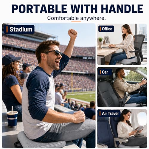 3 in 1 Foldable Gel Seat Cushion Featured with Memory Foam Breathable Seat Cushion for Pressure Relief (Gray - Mesh)