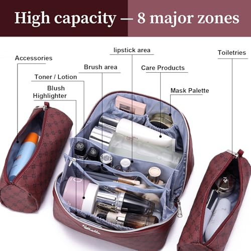 Travel Makeup Bag Cosmetic Bags for Women (A-910-Red)