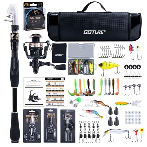 Fishing Rod and Reel Combo (1 Rod & 1 Reel Spinning Fishing Combo - Portable Fishing Rod Bag / 1.8M/6FT - A)