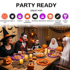 100 Count 10 Inch Halloween Plastic Plates Colored Party Disposable Plates (Black/Orange/Purple / 100 Pcs)