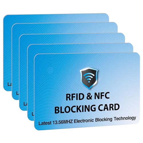 5 Pack RFID Blocking Card for Credit Debit ID Card (Sky Blue)