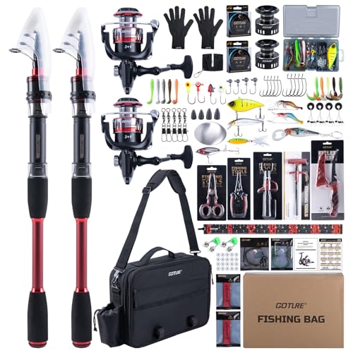 2 Pack 6ft 24T Telescopic Poles & Reels Combo for Freshwater Bass (Red - 2 Rods & 2 Reels Surf Fishing Combo (PVC Storage Case) / 1.8M/6FT)