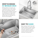 Fairlane 22 in Drop In Single Bowl Stainless Steel Kitchen Sink (22 Inch / Single Bowl — Drop In)