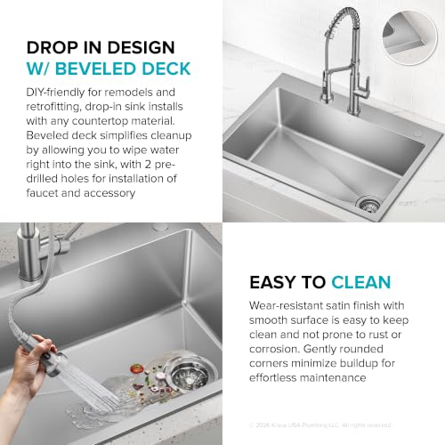 Fairlane 22 in Drop In Single Bowl Stainless Steel Kitchen Sink (22 Inch / Single Bowl — Drop In)
