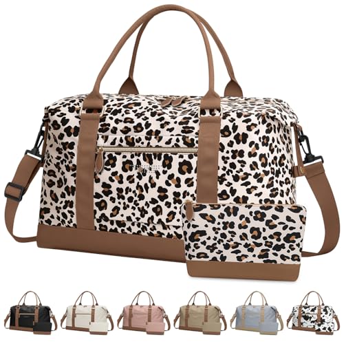 Women Travel Duffle Bags (Leopard Print / Large)