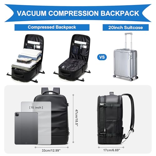 Vacuum Backpack Travel with Pump (A2-black / 30 liters)